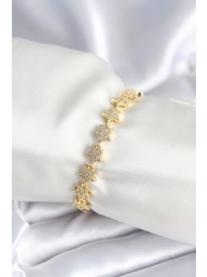 Aylina Mey Ithalat® Pirinç Gold Renk Yıldız Model Kadın Bileklik