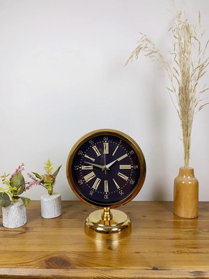 Aylina Mey Ithalat® Gold Metal Zarif Masa Saati 25×20 cm