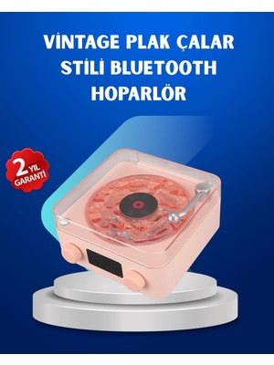 Aylina Mey Ithalat® Retro Saatli Bluetooth Hoparlör – Gece Lambalı Kristal Ses Kalitesi