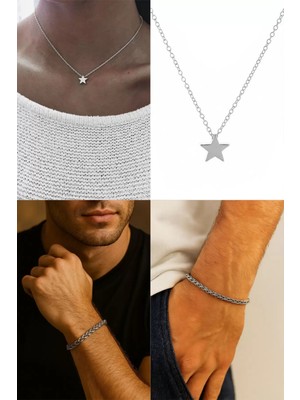 Sinerjim 2'li Set - Yıldız Motifli Şık Kadın Kolye, Lufigo Angelus Model 3mm Bileklik SNJ-SET1009