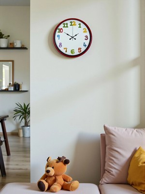 Aylina Mey Ithalat® 36 cm Kırmızı Çocuk Odası Duvar Saati