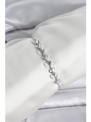 Aylina Mey Ithalat® Gümüş Renk Zirkon Taşlı Sıralı Damla Model Asansörlü Kadın Bileklik