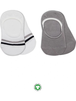 Aylina Mey Ithalat®   2'li Penye Babet Silikon Çemberli Çorap 30102 Gri Beyaz