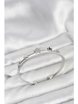 Aylina Mey Ithalat® Yıldız Model Gümüş Renk Pirinç Kadın Bileklik