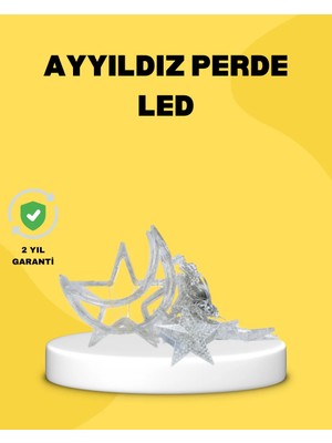 Teknomiy 126 Led’li Yıldız Ay Perde Işık Prizden Çalışan Dekoratif Aydınlatma
