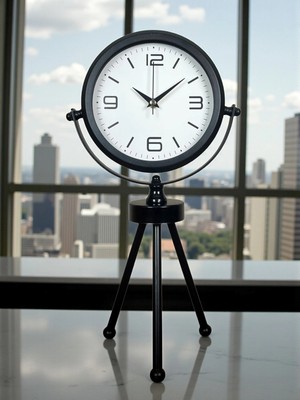 Aylina Mey Ithalat® Black Elegant Metal Üç Ayaklı Masa Saati