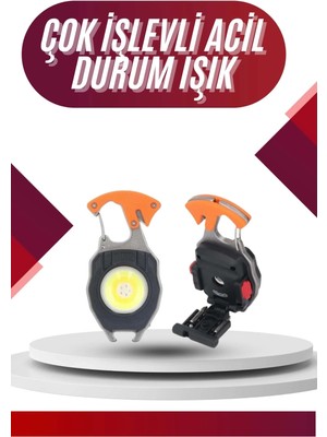 Aylina Mey Ithalat® 7 Modlu Mini LED Lamba Anahtarlık USB Şarjlı Kamp Için Taşınabilir