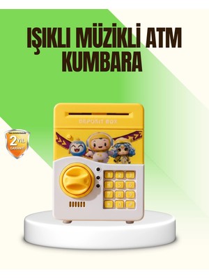 Aylina Mey Ithalat® Sarı Elektronik Şifreli Atm Görünümlü Çocuk Kumbarası