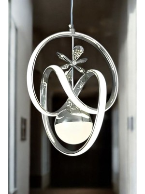 Ece Aydınlatma Rila Krom Kaplama,3 Renk Işıklı,modern Özel Tasarım Sarkıt Ledli Avize -Kumandasız