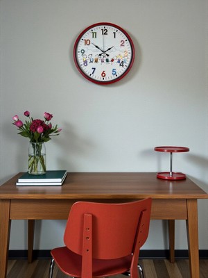 Aylina Mey Ithalat® 36 cm Kırmızı Çocuk Odası Duvar Saati