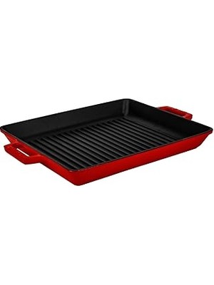 Starseven Lava Hibrit Yekpare Çift Kulplu Dikdörtgen 26X32 cm Döküm Izgara Tava