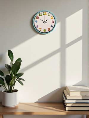 Epilons 36 cm Turkuaz Çocuk Odası Duvar Saati