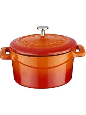 Starseven Lava Metal Döküm Mini Tencere, Trendy, 10 Cm, 0.35 L Hacim, Turuncu