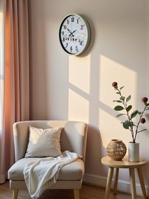 Epilons 36 cm Krem Çocuk Odası Duvar Saati