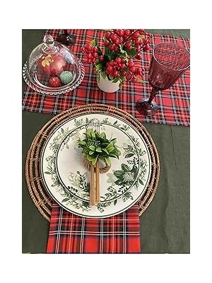 Starseven Viemso Dokuma Ekose Kırmızı Yeşil Peçete, 4 Adet