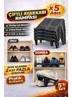 Funny Life Çiftli Ayakkabı Rampası - Dolap Içi Düzenleyici Kokusuz Organizer