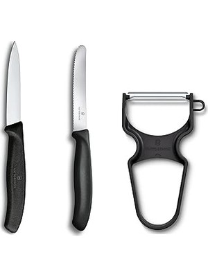 Starseven Victorinox Soyma Bıçağı Seti, 3 Parça Siyah