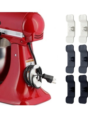 Epilons Z&k Market 6'lı Pratik Kablo Toparlayıcı Yapışkanlı Klips Mutfak Air Fryer Kettle Kahve Tost Makina