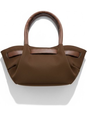 Rafiel Kahverengi Deri Detaylı Neopren El ve Omuz Çantası - Kadın Günlük Şık Çanta