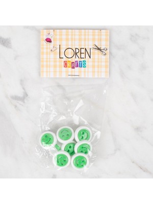 LTG Nova Crafts 8 Li Yeşil Gülen Yüz Düğme - 638