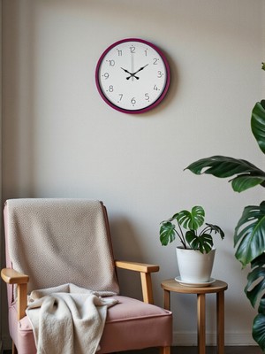 Epilons 36 cm Pembe Standart Duvar Saati