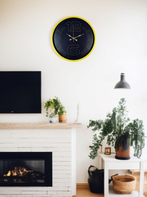 Epilons 36 cm Sarı Dekoratif Duvar Saati