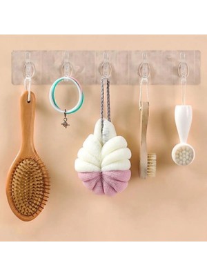 Epilons 5'li Kendinden Yapışkanlı Güçlü Şeffaf Askılık - Kapı Arkası Mutfak Duvar Banyo Askı