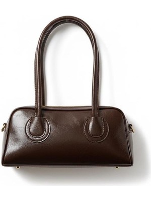 Rafiel Koyu Kahverengi Deri Görünümlü Omuz Çantası - Baget Model El Çantası