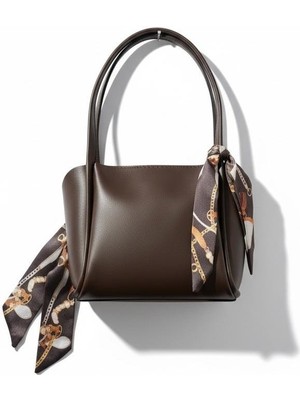 Rafiel Kadın Kahverengi Deri Görünümlü Fular Detaylı Omuz ve El Çantası