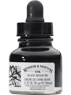 Winsor & Newton Winsor Newton Drawing Ink 30ml Damlalıklı Çizim Mürekkebi Black I