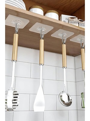 Braventa Collection 5 Adet Güçlü Şeffaf Duvar Askısı Askılığı Yapışkan Vantuz Kanca Mutfak Banyo Aksesuar