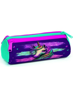 Hype Store High Pembe Su Yeşili Unicorn Üç Bölmeli Kalem Çantası - Kız Çocuk