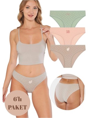 Gawzera Berrak Kadın Iç Giyim 6'lı Slip Külot Yumuşak Pamuksu Rahat Kullanım