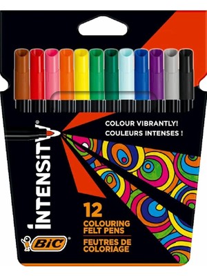 Hype Store Intensity Keçeli Boyama Kalemi 12 Renk, Su Bazlı Mürekkep, 0.9mm Keçeli Kalem Ucu, Yetişkin Boyama I