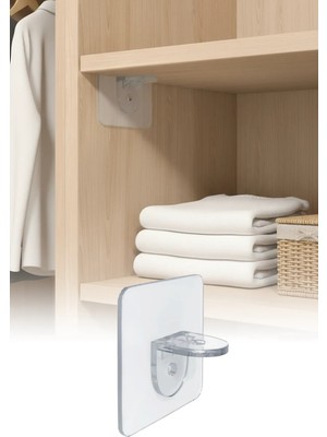Omilife 12 Adet Yapışkanlı Raf Tutucu Dolap İçi Raf Destekleyici Organizer Raf Sabitleyici