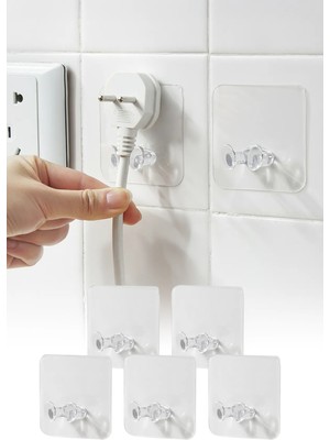 Omilife Kendinde Yapışkanlı Şeffaf Kablo Tutucu Diş Fırçası Askısı  5 Adet