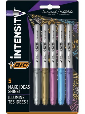 Hype Store Intensity Permanent Marker Metalik Kalıcı Işaretleyiciler - 5'li Paket - Çeşitli Metalik Renkler - K