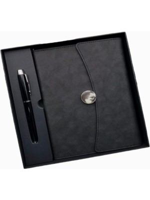 Hype Store Senon Deri Defter Kalem Set Kutulu Özel Tasarım Hediyelik Set Siyah
