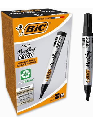 Hype Store Intensity Marker 2300 Kesik Uçlu Permanent Markör Siyah 12'li , 3,7 mm ile 5,5 mm Kalın Uç, Kapağı 1