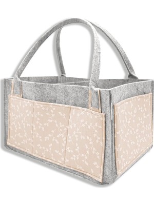 Hype Store Babyjem Keçe Anne Bebek Bakım Çantası Somon Çiçek