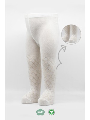 Urfakent Tekli Ekose Kabartma Penye Külotlu Çorap BS50105 Ekru