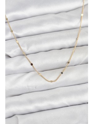 Aylina Mey Ithalat® cm 14K Gold Renk Ezme Pul Model 60 cm Kadın Kolye