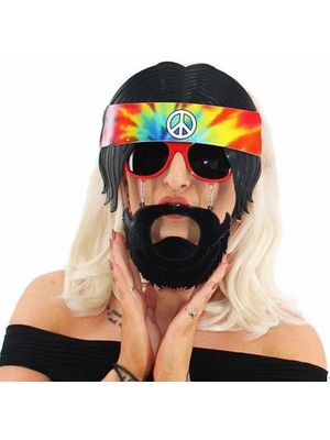 Aylina Mey Ithalat® Siyah Saçlı Bandana Tasarımlı Hippi Parti Gözlüğü 26X18 cm