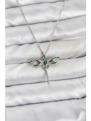 Aylina Mey Ithalat® 316L Çelik Zincir Gümüş Renk Yusufçuk Model Zirkon Taşlı Kadın Kolye