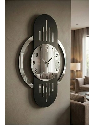 AA Shop Ahşap Dekoratif Sessiz Büyük Boy Tablo Duvar Saati 70 cm Asimetrik Modern Tasarım