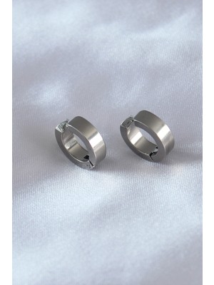 EkoAlışverişDünyam 316L Çelik Gümüş Renk Sıkıştırmalı Erkek Küpe - TJ-EKP277