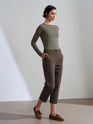 Dilvin 72279 Orta Belli Kapri Pantolon-Haki