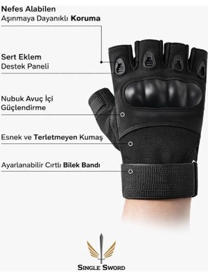 Black Hawk Blackhawk Askeri Tactical Kesik Destekli Pilot Eldiven Siyah