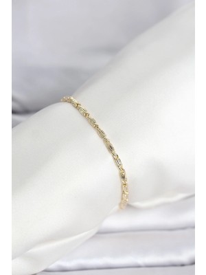 Aylina Mey Ithalat® cm 14K Gold Renk Burgu Zincirli Model Kadın Bileklik