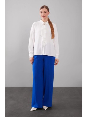 Levidor Saks Beli Lastikli Nervür Dikişli Pantolon